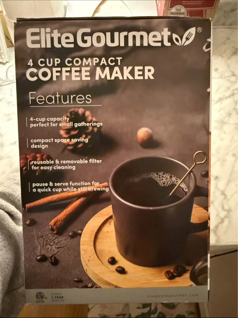 Elite Gourmet 4-Cup Compact Black Drip Coffee Maker with Glass Carafe